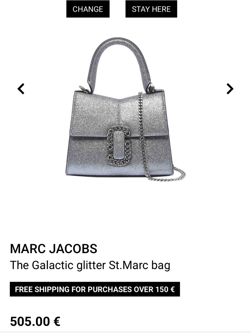 Marc Jacobs The Galactic Glitter St. Marc Mini Top Handle Bag in silver